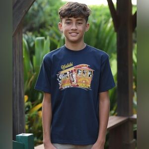 Crazy Shirts Kids Dog Trolley - Navy Short Sleeve Crewneck T-Shirt Size M